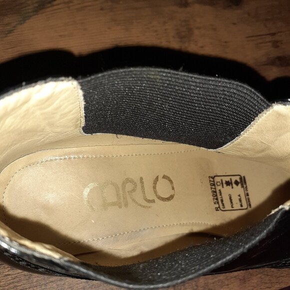 Carlo Pazolini Women's Size 7.5 (EU38) Black Patent Leather Wingtip Ankle Boots - Picture 7 of 15